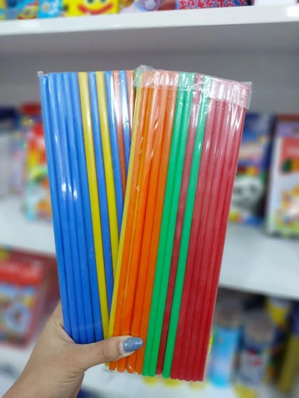 خرید و قیمت نی پلاستیکی رنگی بسته 50 تایی | ترب
