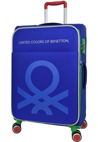 تصویر چمدان و ساک آبی مردانه زنانه پارچه لوکس Benetton Ultra Light 2 مجموعه بزرگ پسر کابینت Bnt2200 بنتون اورجینال United Colors of Benetton 