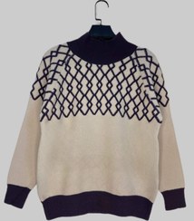 تصویر پلیور بافت طرحدار - بنفش / فری سایز 