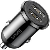 تصویر شارژر فندکی 24 وات بیسوس Grain Pro مدل CCALLP Baseus CCALLP-01/02 Grain Pro (Dual USB 4.8A) Car Charger