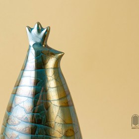 تصویر تندیس سرامیکی مرغ تیهو لعاب ترکدار فیروزه