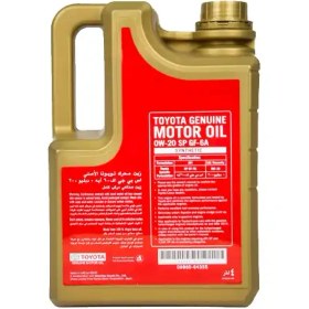 تصویر روغن موتور تویوتا و لکسوس 0W-20 اصلی جنیون پارتس حجم 4 لیتر – Toyota and Lexus 0W-20 Engine Oil 