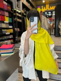 تصویر شال تک رنگ زرد کد 105 