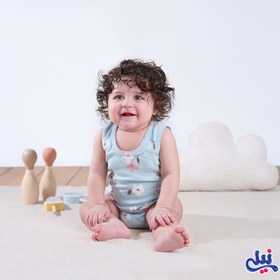 تصویر زیردکمه رکابی گل دار Lovely آبی نیلی Nili baby romper code:08616