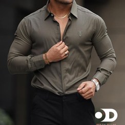 تصویر پیراهن مردانه ساتن اعلا رنگ سبز سایز L و XL و 3XL و 4XL 