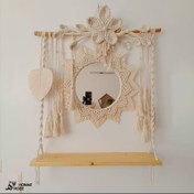 تصویر شلف مکرومه گلدار مدل نیلوفر| macrame shelf Niloofar 