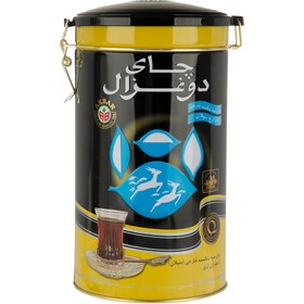 تصویر چای قوطی فلزی سیاه شکسته خارجی معطر ارل گری 400 گرمی دوغزال 