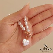 تصویر گردنبند مرواریدی قلب‌آویز ژوپینگ 