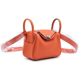 تصویر کیف دستی و دوشی زنانه چرمی نارنجی مدل شیک روزمره با بند قابل تنظیم Hermes
