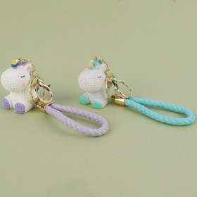 تصویر جاکلیدی سنگی طرح اسب تک شاخ Keychain Pendant