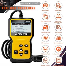 تصویر دیاگ برند MOTOPOWER-MP69033 (بار آمازون) برند شناخته شده با کیفیت عالی و اصل MOTOPOWER MP69033 Car OBD2 Scanner Code Reader Engine Fault Scanner CAN Diagnostic Scan Tool for All OBD II Protocol Cars Since 1996, Yellow