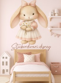 تصویر برچسب دیواری اتاق کودک مدل خرگوش 