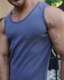 تصویر رکابی حلقه‌ای تنک تاپ سنگ شور آبی ساده 