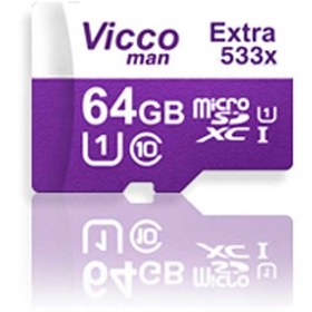 تصویر رم میکرو ۶۴ گیگ ویکومن Vicco Extra U1 80MB/s + خشاب ا Viccoman microSD Class 10 UHS- I 80MB/s 533X 64GB Memory Viccoman microSD Class 10 UHS- I 80MB/s 533X 64GB Memory