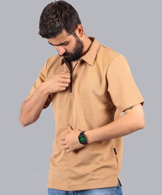 تصویر تیشرت یقه دار نیم زیپ مردانه 1177 