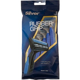 تصویر تیغ اصلاح مدل رابر گریپ بلو سیلور 5 عدد Silver rubber grip blue -Blade Men Disposable