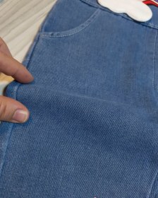 تصویر بیلر دخترانه بچگانه وارداتی اورجینال طرح بال فرشته جنس بیلر جین - سایز ۱۲ 