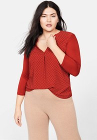 تصویر تی شرت آستین بلند زنانه قرمز برند mango 53057666 Kadın Bordo T-Shirt 53057666