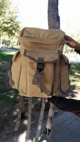 تصویر کوله خاکی ۳ جیب _برزنتی ضخیم 