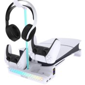 تصویر پایه افقی و خنک کننده چندمنظوره PS5 PGTECH مدل GP-533 RGB 