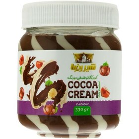 تصویر کرم کاکائو فندقی دو رنگ شیررضا 330 گرمی Sherreza two-color hazelnut cocoa cream 330 grams