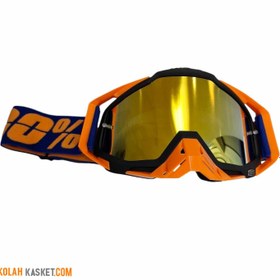 تصویر عینک موتور سواری کراسی برند 100% رنگ نارنجی Crossy brand 100% orange motorcycle riding glasses