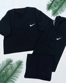 تصویر جدیدترین مدل ست کراپ شلوار زنانه گلکسی بگ مشکی نایک The newest model Set of crop pants for women Galaxy Baggy black Nike