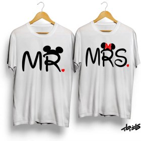 تصویر تیشرت ست Mrs/Mr میکی موز 