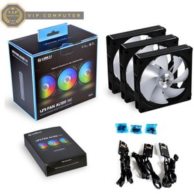 تصویر فن کیس لیان لی مدل UNI FAN AL120 V2 Black • بسته 3 عددی Lian Li UNI Fan AL120 V2 Black ARGB 3 in 1 Case Fan