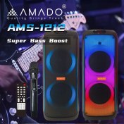 تصویر اسپیکر پارتی باکس اورجینال آمادو مدل AMS1212 - مشکی Speaker and party box Amado model AMS1212