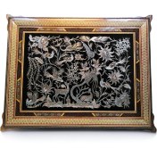 تصویر تابلو مس قلم زنی و خاتم اصفهان75*95 