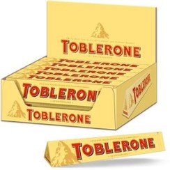 تصویر شکلات شیری تابلرون همراه با عسل و مغز بادام باکس 20 عددی Toblerone Milk chocolate with honey & almond hougat 