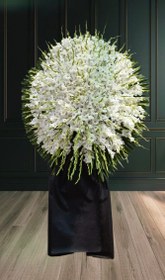 تصویر تاج گل گلایل سفید ترحیم| گلفروشی فلورسا کد ۳۹۲ white gladiolus funeral | floressaflowers code 392