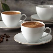 تصویر سرویس قهوه خوری 12 پارچه چینی لمون ،ست قهوه خوری لبه طلایی ، صبحانه خوری ، فنجان اسپرسو ، قهوه خوری سرامیکی ، فنجان قهوه 