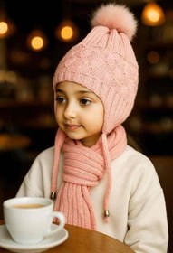 تصویر کلاه و شال گردن دخترانه داخل خز 