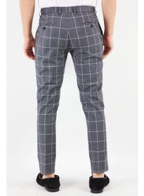 تصویر شلوار رسمی مردانه با طراحی چهارخانه و فیت معمولی، رنگ خاکستری برند selected Men Regular Fit Grid Pattern Stretchable Dress Pants, Grey Combo