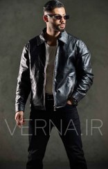 تصویر کت چرم باکسی مردانه زیپی سگک دار MQ 