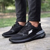 تصویر کتونی اسپرت سایز بزرگ پا مردانه طبی مدل اسکیچرز (skeechers)| سایز 45-48| مشکی| رانینگ 