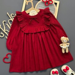 تصویر پیراهن دخترانه یلدایی سایز ۲ تا ۱۰ سال رنگ قرمز 