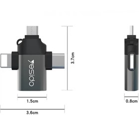 تصویر مبدل USB-B MicroUSB لایتنینگ OTG یسیدو مدل 