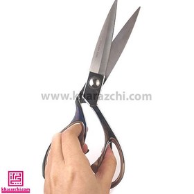 تصویر قیچی بزرگ فلزی دسته نقره ای 