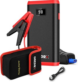 تصویر جامپ استارتر و پاوربانک چراغ قوه دار GREPRO GREPRO Jump Starter Power Pack (up to 6.0L Gas, 3.0L Diesel), Car Battery Booster Jump Starter and 1500A Jump Pack for 12V Vehicles, Motorcycle, Jump Starter with LCD Screen and LED Flashlight Red