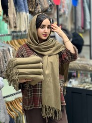 تصویر شال موهر نسکافه ای ریشه فیتیله ای وارداتی نرم و خوش سر 