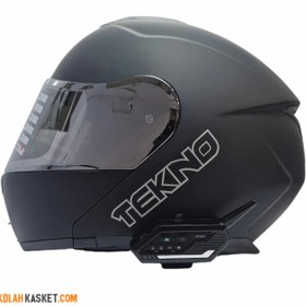 تصویر کلاه کاسکت فک متحرک بلوتوث دار تکنو | TEKNO MAT BLK Helmet, moving jaw with techno bluetooth TEKNO MAT BLK