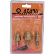 تصویر مجموعه سه عددی مته مخروطی کاجی گشاد کن لوله آب پلاستیکی آزارا 