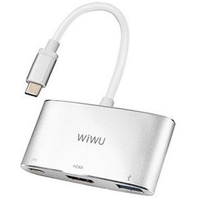 تصویر مبدل تایپ سی به اچ دی ام آی، تایپ سی و یو اس بی ویوو WiWU ALPHA 3 IN 1 USB-C HUB C2H WiWU ALPHA 3 IN 1 USB-C HUB C2H