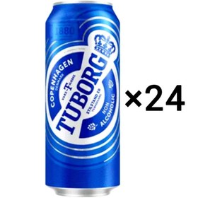 تصویر نوشیدنی آبجو بدون الکل توبورگ آبی باکس ۲۴ عددی tuborg tuborg