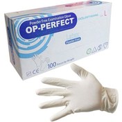 تصویر دستکش لاتکس بدون پودر حریر – OP PERFECT (بصورت 10 جعبه در یک کارتن) 