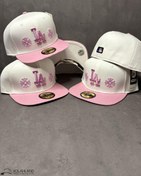 تصویر کلاه کپ فیت بک LA سفید صورتی کد257 