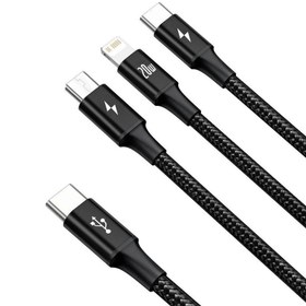 تصویر کابل تبدیل USB-C به لایتنینگ/USB-C/microUSB باسئوس مدل Rapid Series 3-IN-1 طول 1.5 متر 